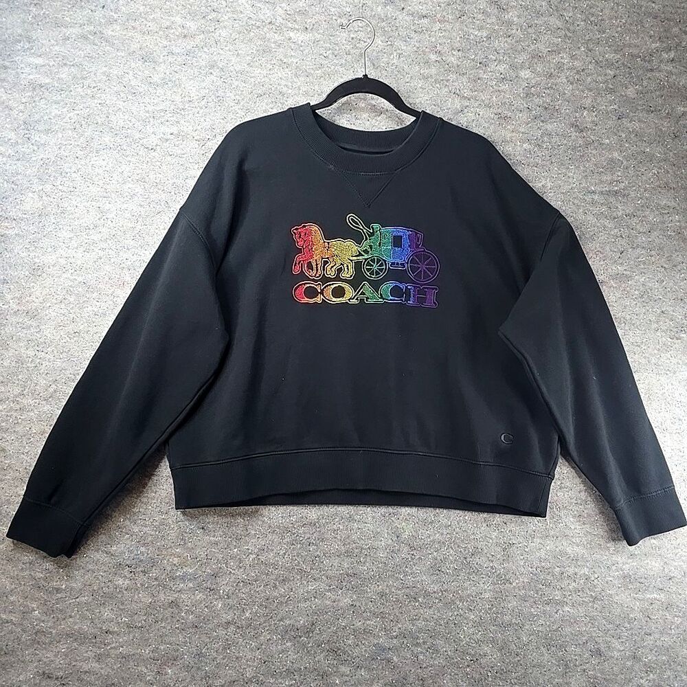 Coach Rainbow Horse Carriage Crewneck Embroidered Sweatshirt Womans Oversize S